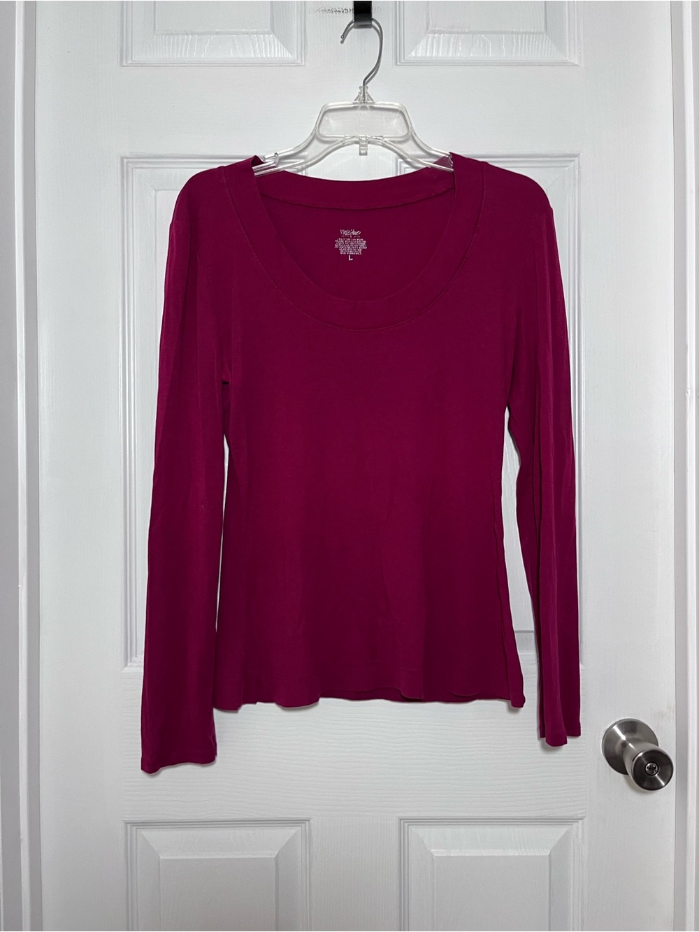 Mossimo Supply Co. Women's Long Sleeve Scoop Neck Top - Berry
